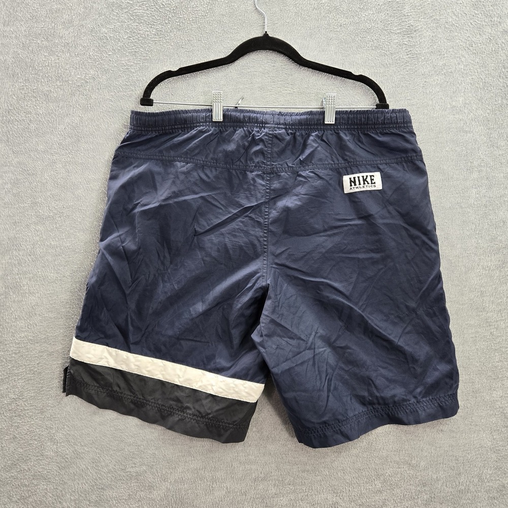 VINTAGE Nike Men Swimwear L Blue‎ Logo Embroidery Trunks 9" Inseam Y2K